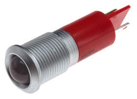 Lampka kontrolna do montażu panelowego 12V ac/dc, czerwona 14mm LED Chrom Końcówka lutownicza RS PRO