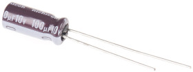 Kondensator 100μF 10V dc THT Nichicon roztaw: 2mm 5 (Dia.) x 11mm
