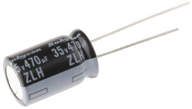 Kondensator 470μF 35V dc Radialny, Otwór przelotowy Rubycon roztaw: 5mm 10 (Dia.) x 16mm