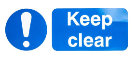 Znak nakazu, Winyl, Biały, Keep Clear-Tekst Angielski, szt. 1, Tak Etykieta