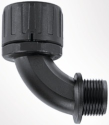 90° hose screw fitting, M50, 54 mm, PA, IP66, black, (L) 104 mm, 166-22208