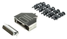 Złącze D-Sub 25-pinowe Męski Proste Montaż na kablu Złoto