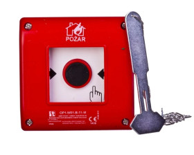 Przycisk ppoż. natynkowy 1Z 1R czerwony z młotkiem OP1-W01-B11-M