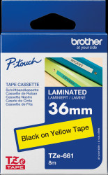 TZE-661 Laminated labelling tape, black on yellow, 36 mm
