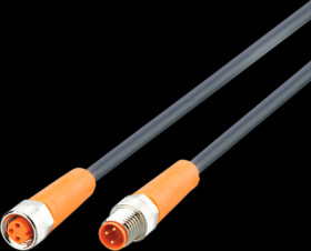 Sensor actuator cable, M8 cable plug, straight, A to M8 cable socket, straight, A, 3 pole/3 pole, 0.3 m, PUR, black, 3 A, EVC265