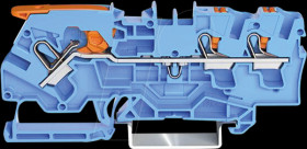 2104-5304 3-wire feed-through terminal, with lever and pusher 4.0 mm², blu