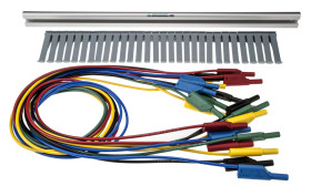 Zestaw przewodów pomiarowych, zawartość: Laboratoryjny uchwyt przewodów pomiarowych, bezpieczny przewód pomiarowy