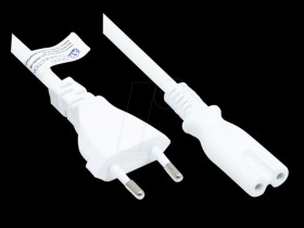 P0370-W007 Euro plug type C to C7 , white, 0.75 mm², 0.75 m