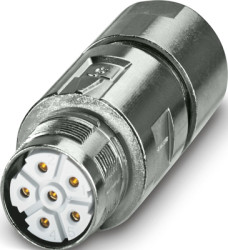 Jack, M23, 6 pole, crimp connection, ONECLICK quick locking system, straight, 1628842