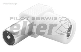 Wtyk antenowy kątowy biały na kabel