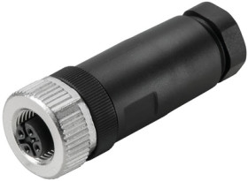 Jack, M12, 4 pole, screw connection, straight, 9457240000
