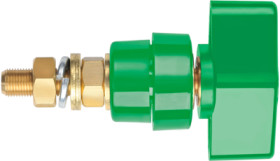 Pole terminal, 4 mm, green, 1000 V, 100 A, M8 threaded bolt, nickel-plated, POL 102 / GN