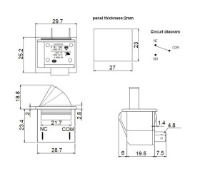 Przełącznik; drzwiowy; przyciskowy; HC-050K5; ON-(OFF); biały; bez podświetlenia; konektory 4,8x0,8mm; 2 pozycje; 2,5A; 250V AC;