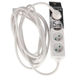 Przedłużacz domowy przenośny LOGAN White 4 - krotny z uziemieniem 5m EDO777556 EDO