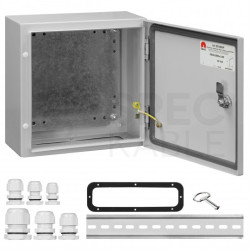 Obudowa hermetyczna rozdzielnica metalowa z płytą montażową 300x300x150 IP65 natynkowa szara NEKU