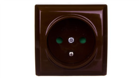 Bis Gniazdo Pojedyncze Z/U Z Przesłonami Brązowe Gn-1Bzp/24