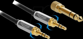 85785 Stereo Jack Cable 3.5 mm 3 pin m > m, screw adapter 1 m