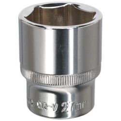 Sealey SP1227 Walldrive&#xAE; Socket 27mm 1/2&quot;sq Drive Fully Polished
