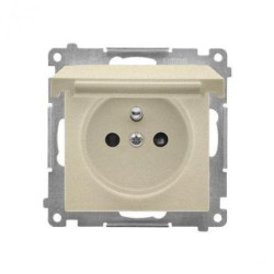Simon 55 Gniazdo do wersji IP44 bez uszczelki (moduł), szybkozłącza. Klapka w kolorze pokrywy Szampański mat TGZ1BCUZ.01/144