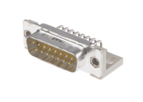 Złącze D-Sub 15-pinowe Męski Kąt Proste Przewlekany raster 2.84mm Złoto