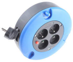 Bęben kablowy 5m 4 gniazda Szpula kablowa typ Typ E - gniazdo francuskie CEE 7/7 niemieckie Schuko/francuskie 10A 230 V