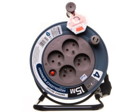 Przedłużacz bębnowy MINI 15m 4x230V /PVC 3x1mm2/ szary OR-AE-1339/G