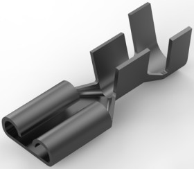 Uninsulated flat plug sleeve, 6.35 x 0.81 mm, 2.1 to 3.31 mm², AWG 14 to 12, brass, tin-plated, 41829-1