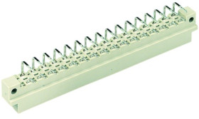 Male connector, type D, 32 pole, a-c, pitch 5.08 mm, solder pin, angled, gold-plated, 09041326951