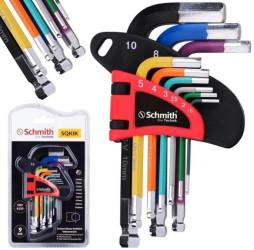 Klucze imbusowe zestaw 9szt. HEX krótkie 1,5-10mm imbus pokryty gumą - Schmith