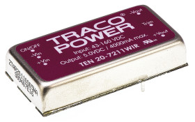 Przetwornica DC-DC, 20W, Uwe 43 → 160 V DC, Uwy 5V dc, Iwy 4A Tak, TRACOPOWER Nie