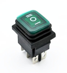 KCD4-G przełącznik kołyskowy hermetyczny podświetlany zielony ON-OFF-ON; 16A / 250V