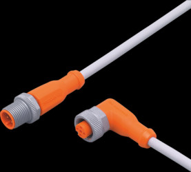 Sensor actuator cable, M12 cable plug, straight, A to M12 cable socket, angled, A, 5 pole/4 pole, 3 m, PUR, gray, 4 A, EVW032