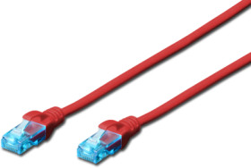 Patch cable, RJ45 plug, straight to RJ45 plug, straight, Cat 5e, U/UTP, PVC, 5 m, red, DK-1512-050/R