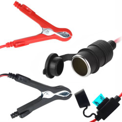 Gniazdo zapalnicz. z krokodylami 3m 16AWG 15A 12V 24V + bezpiecznik 15A zapalniczki