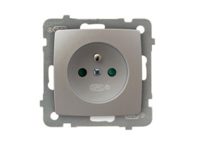 KARO Gniazdo pojedyncze z uziemieniem z przesłonami IP-20 zaciski gwintowe srebrny perłowy GP-1SZP/m/43 OSPEL