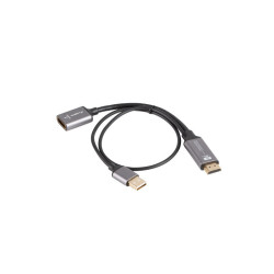 Adapter HDMI(M)-Displayport(F) 4K na kablu 20CM srebrny Lanberg