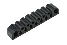 Uchwyt kablowy, l. otworów: 7, 25 x 150mm, Czarny, Guma, Maks. +100C