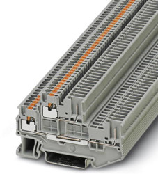 Double level terminal, push-in connection, 0.14-1.5 mm², 4 pole, 16 A, 6 kV, gray, 3212439