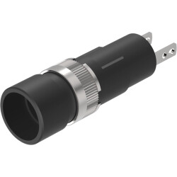 Pushbutton, illuminable, waistband round, front ring black, 19-030.005