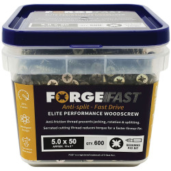 ForgeFast Pozi® Compatible Elite Performance Wood Screw ZY 5.0 x 50mm Tub 600