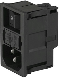 Combination element plug C14, 3 pole, snap-in, plug-in connection, black, KM00.1205.11