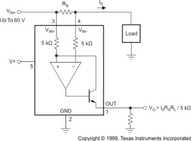 2.7 to 36V, 800kHz Variable gain current sense amplifier