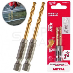 Wiertło do metalu HSS-G TIN 3,5x69mm RED HEX z uchwytem 1/4" Shockwave MILWAUKEE Blister 2szt
