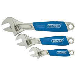 Draper 88598 Soft Grip Adjustable Wrench Set 3 Piece