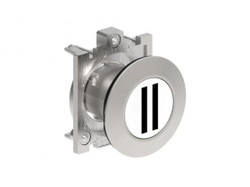 Metalowy przycisk płaski fi30mm kryty samoczynny powrót z symbolem II Biały LPFB1128