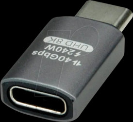 12032931 USB4 adapter, USB-C connector &gt; USB-C port, 8K, straight, silver
