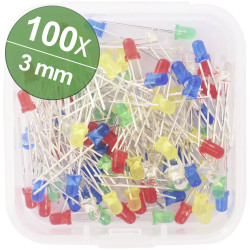 Quadrios 1802O029 LED set Multi-coloured 3mm 20mA 2V&lt;3V Wired 3mm LEDs