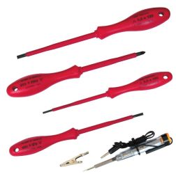 Zestaw 4 śrubokrętów izolowanych + próbówka 12V