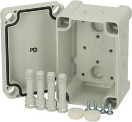 PC enclosure, (L x W x H) 60 x 65 x 95 mm, light gray (RAL 7035), IP65, 5824020