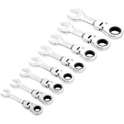 Draper 27982 HI-TORQ&#xAE; Metric Stubby Flexi Head Ratchet Spanner Set 8 Pc